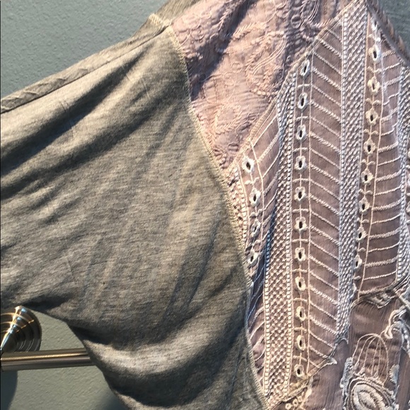 Anthropologie Tiny Grey Cotton embroidered Top. - Picture 3 of 7